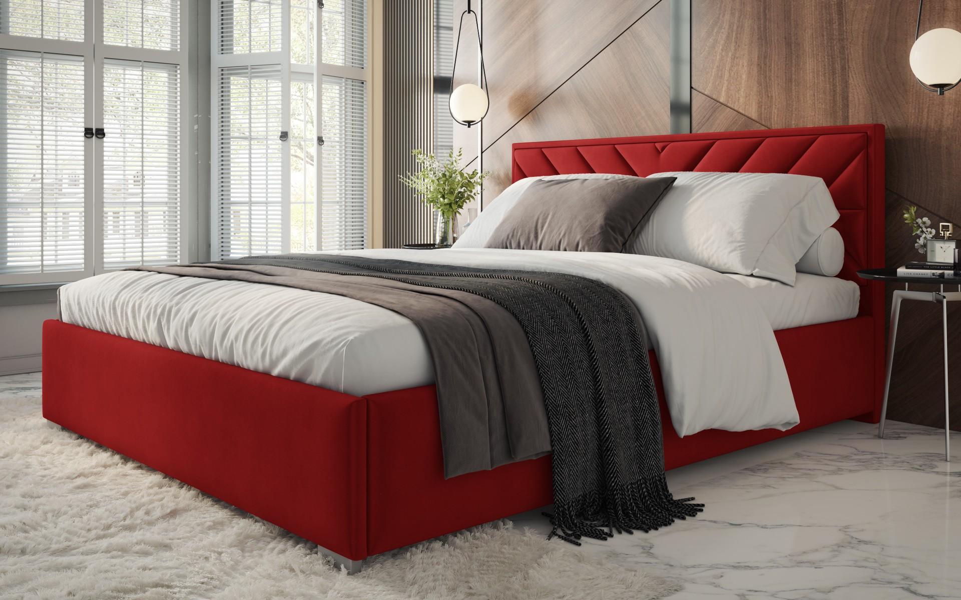 Upholstered double bed for mattress 160/200 Mirelly, red  1